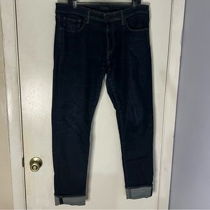 Mens Uniqlo Blue Indigo Skinny Fit Tapered Jeans Sz 35 x 34